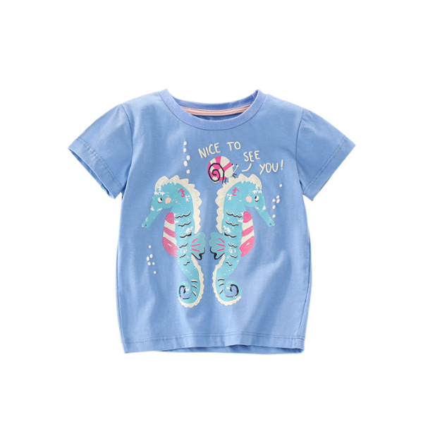 Summer Girls T shirt Children Knitted Top Children Clothing Round Neck Short Sleeve - Image 2