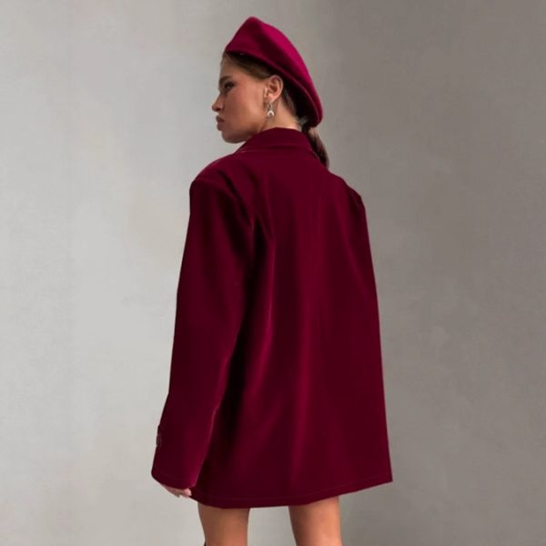Velvet Jacket Women's  Retro Wine Red Coat High-end Women's Clothing