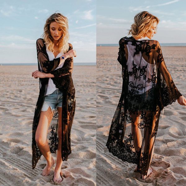 Sunscreen Top Loose Bikini Sheer Lace Blouse Women's Clothing - Image 6