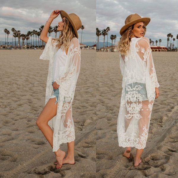 Sunscreen Top Loose Bikini Sheer Lace Blouse Women's Clothing - Image 5