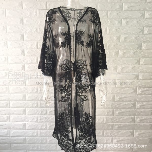 Sunscreen Top Loose Bikini Sheer Lace Blouse Women's Clothing - Image 3