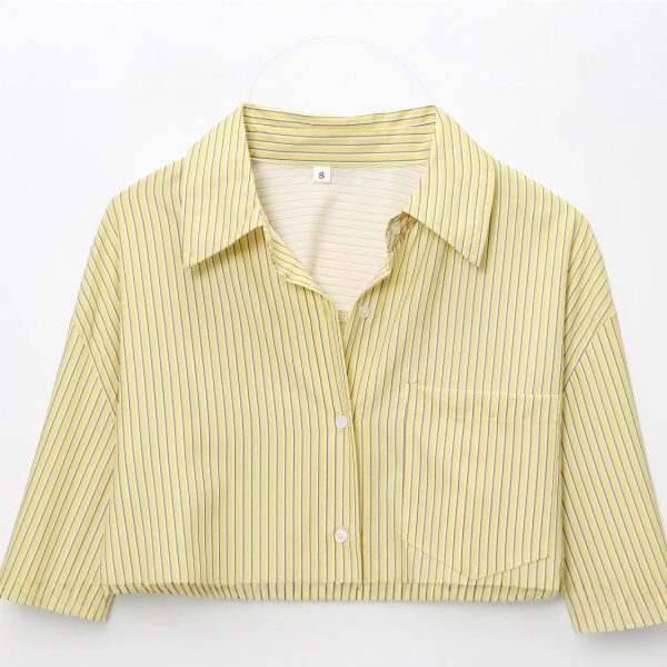 Women's Clothing Striped Loose Shantung Shirt - Image 3