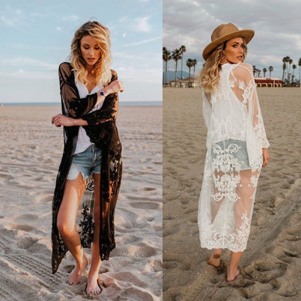 Sunscreen Top Loose Bikini Sheer Lace Blouse Women's Clothing - Image 2