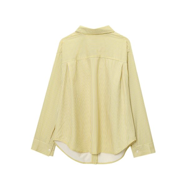 Women's Clothing Striped Loose Shantung Shirt - Image 2